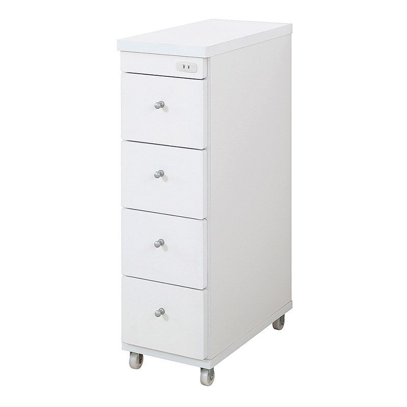 コンセント付 すき間収納ワゴン 幅25 奥行44 cm すき間収納 収納家具 スリム収納 キッチン ランドリー トイレ