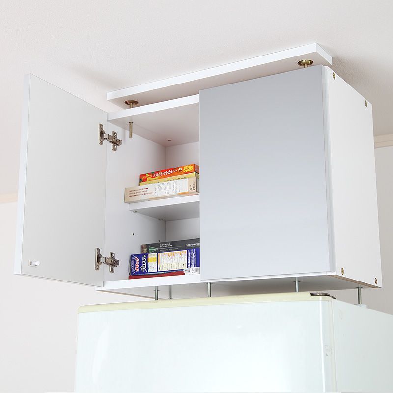 冷蔵庫上 耐震収納 ハイタイプ 幅60 奥行30.8 高さ53～64 cm キッチン収納 食器棚 調味料棚 食品ストック 耐震 倒壊防止 突っ張り棒