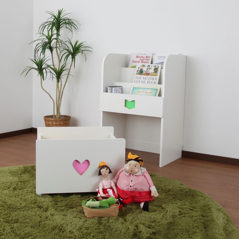子供用 ワゴン付マガジンラック 幅59 cm 本たて 絵本たて 本棚 収納棚 子供部屋