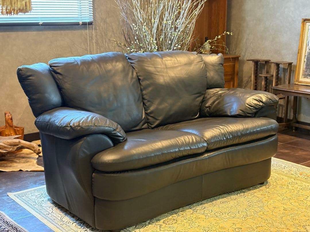 ②カウチソファ ブラックソファ 2P モダン クラシック シンプル