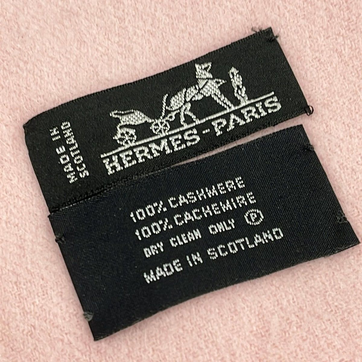 HERMES エルメス ストール ショール - ライトピンク エンブロイダリーロゴ カシミヤ