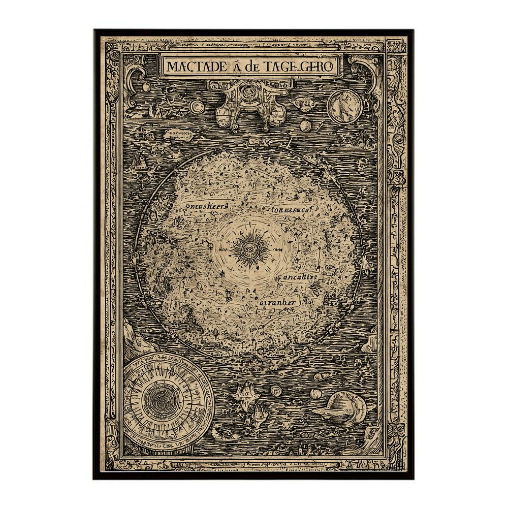 B 約73 x 103 cm lm poster 4270 フレーム付き ファンタジーマップ 地図 宝 トレジャー 異世界 海賊 レトロ ビンテージ 紙 古い ポスター イラスト