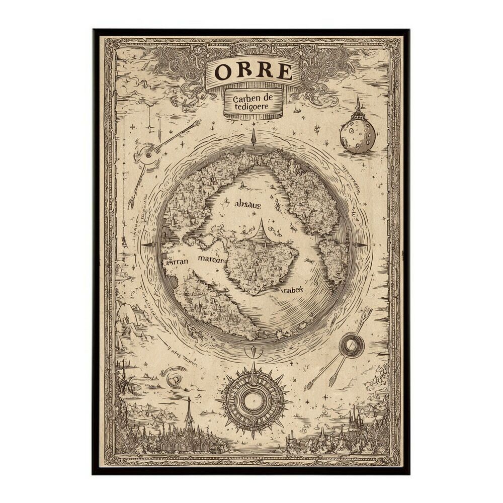 A 約84 x 119 cm lm poster 4279 フレーム付き ファンタジーマップ 地図 宝 トレジャー 異世界 海賊 レトロ ビンテージ 紙 古い ポスター イラスト