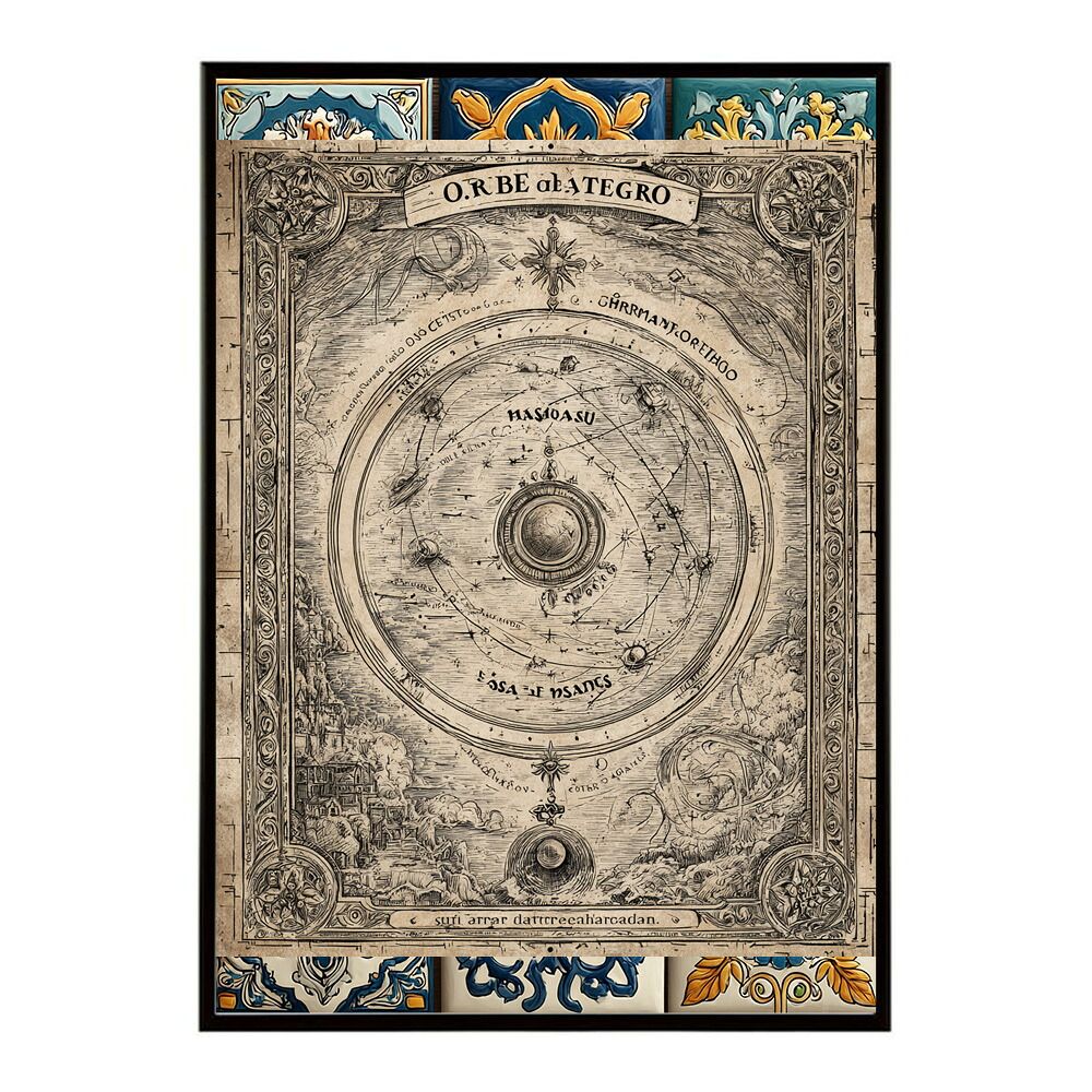 A 約59 x 84 cm lm-poster-4285 フレーム付き ファンタジーマップ 地図 宝 トレジャー 異世界 海賊 レトロ ビンテージ 紙 古い ポスター イラスト