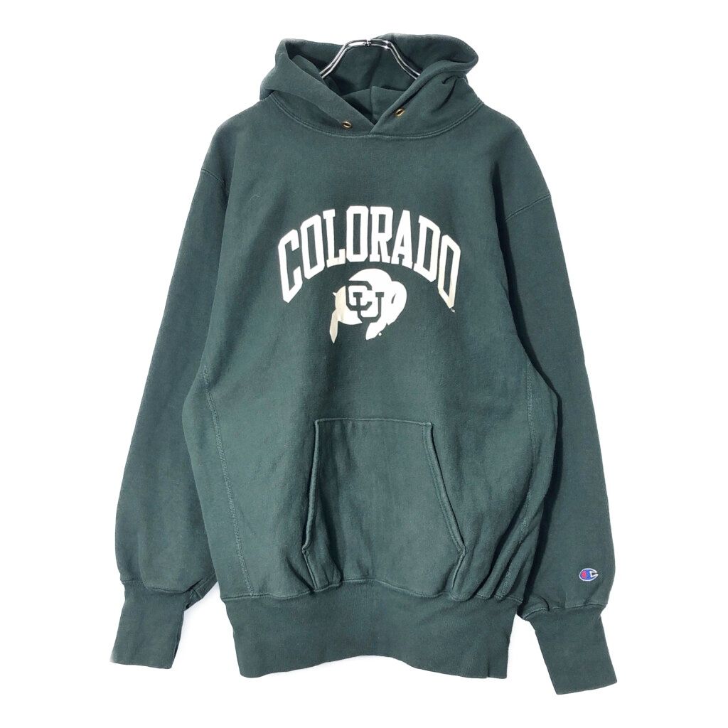 90年代 Champion チャンピオン REVERSE WEAVE リバースウィーブ スウェットパーカー グリーン メンズ X-LARGE 古着 V 9040