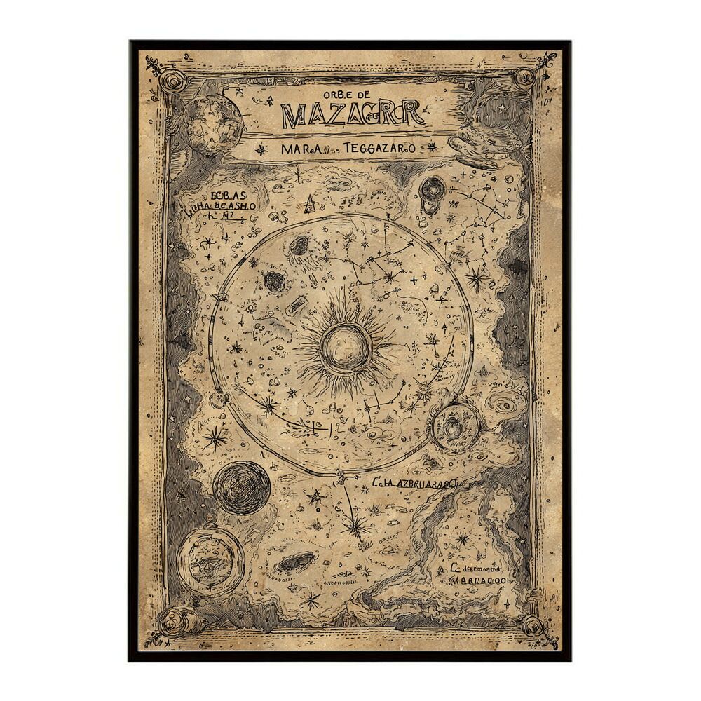 B 約73 x 103 cm lm poster 4287 フレーム付き ファンタジーマップ 地図 宝 トレジャー 異世界 海賊 レトロ ビンテージ 紙 古い ポスター イラスト