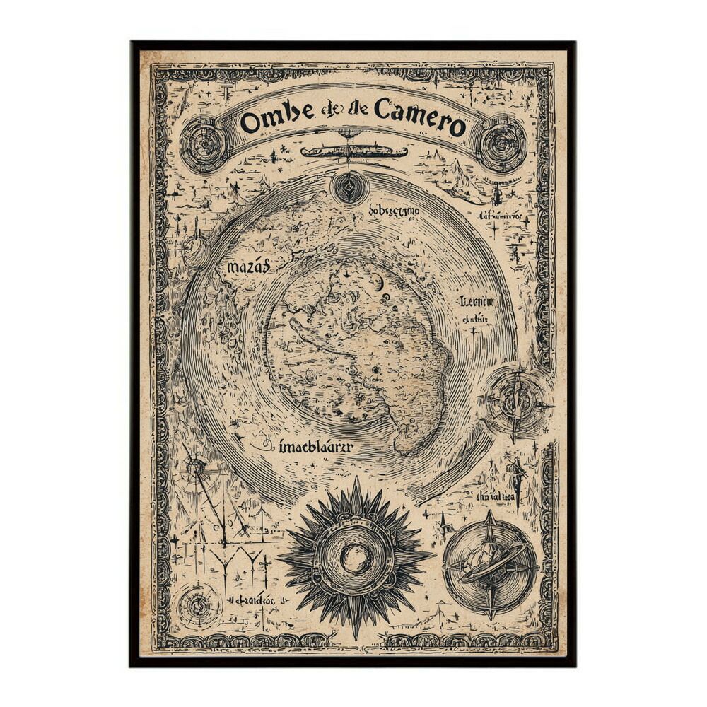 A 約84 x 119 cm lm-poster-4292 フレーム付き ファンタジーマップ 地図 宝 トレジャー 異世界 海賊 レトロ ビンテージ 紙 古い ポスター イラスト