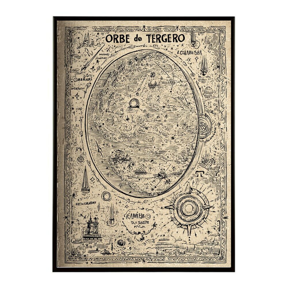 A 約84 x 119 cm lm poster 4309 フレーム付き ファンタジーマップ 地図 宝 トレジャー 異世界 海賊 レトロ ビンテージ 紙 古い ポスター イラスト