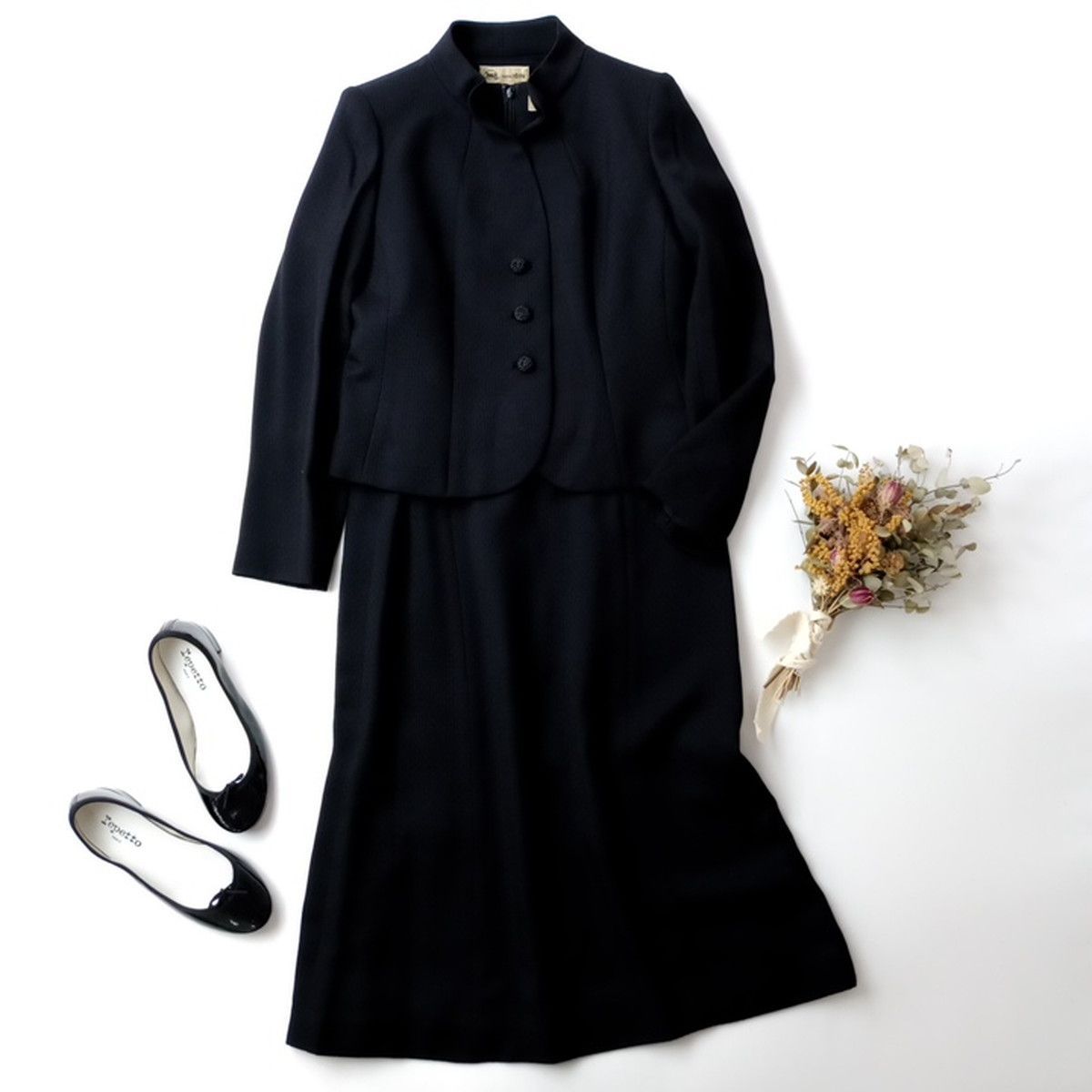 東京イギン TOKYO IGIN 2 P セットアップ フォーマルジャケット ロングワンピース シルク 9 AR 黒 ブラック 118 K 8471 26 H