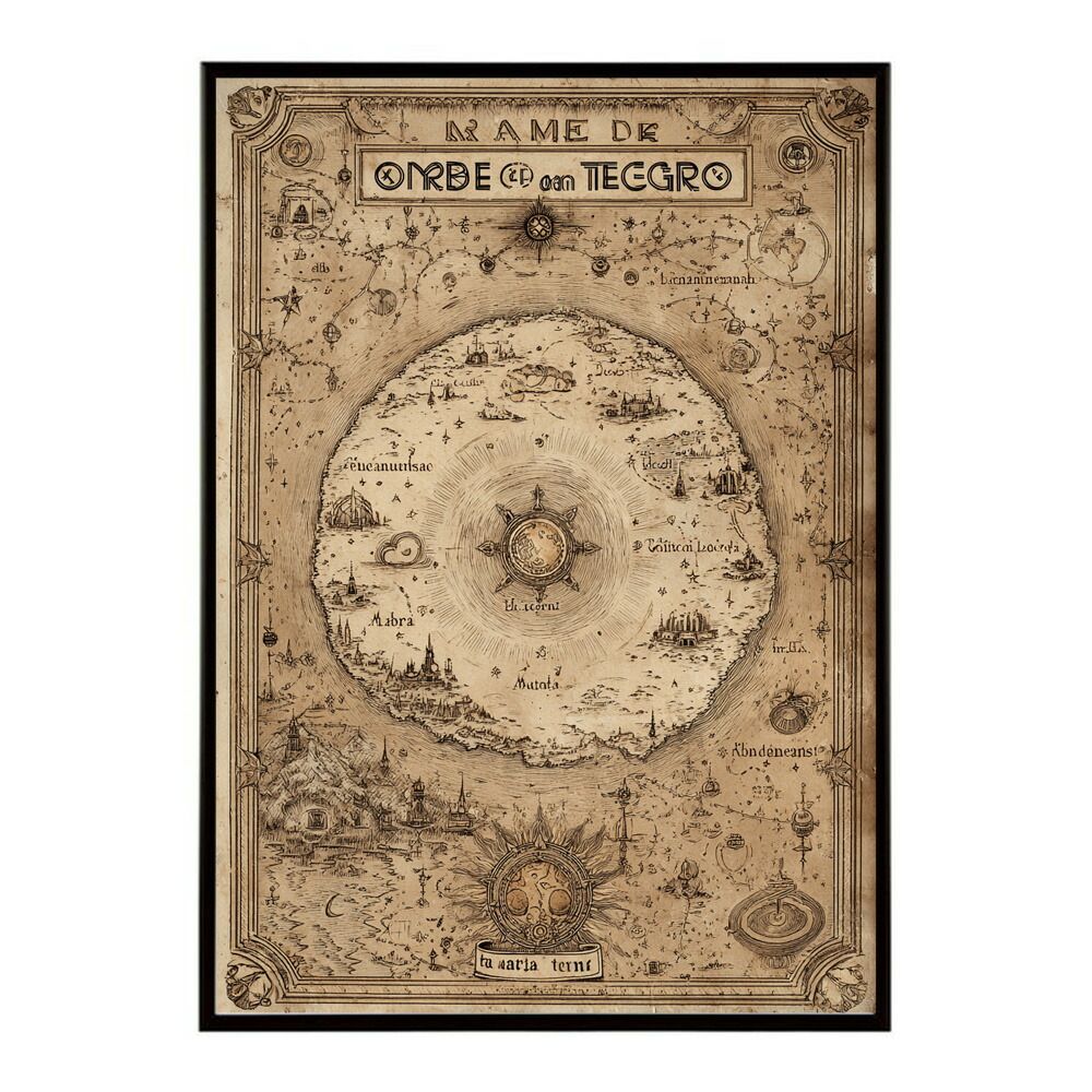 【A1サイズ（約59x84cm）】【lm-poster-4352】【フレーム付き】ファンタジーマップ　地図　宝　トレジャー　異世界　海賊　レトロ　ビンテージ　紙　古い　ポスター イラスト