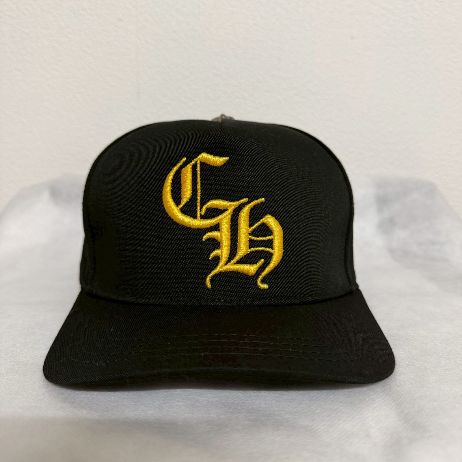 CHROME HEARTS CH Logo Baseball Cap クロムハーツ ベースボール キャップ 帽子 刺繍 黒 ブラック 黄色 イエロー メンズ レディース