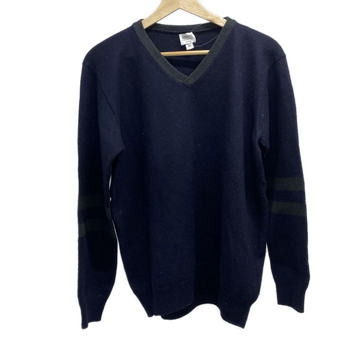 アルマーニコレッツォーニ 長袖セーター サイズ54 L メンズ - ダークネイビー×ダークグリーン Vネック