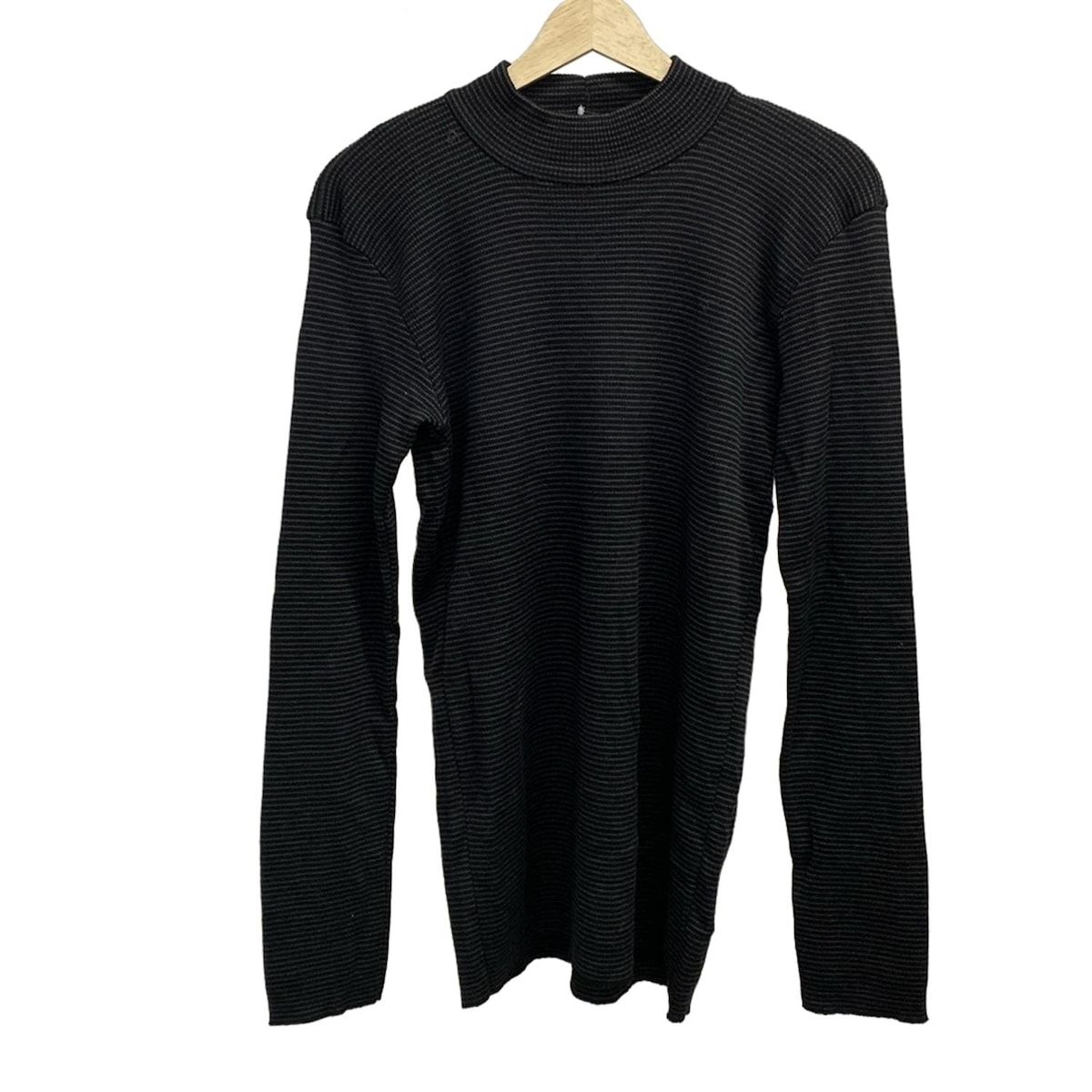 アルマーニコレッツォーニ 長袖セーター サイズ56 XL メンズ - 黒×ダークグレー ハイネック ボーダー