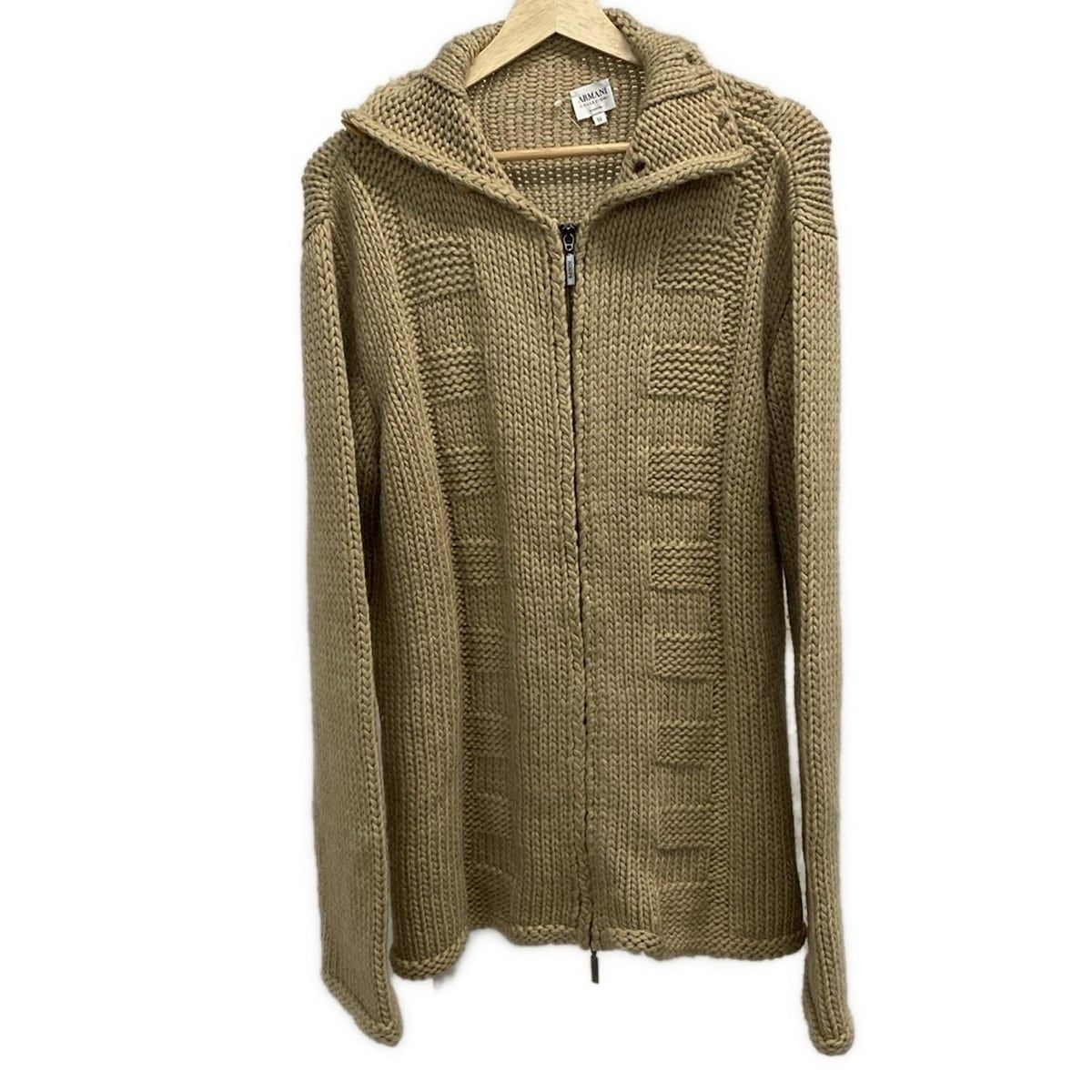 アルマーニコレッツォーニ 長袖セーター サイズ54 L メンズ ベージュ ハイネック ジップアップ