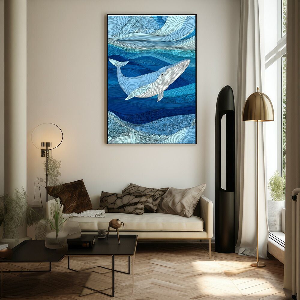 A1サイズ（約59x84cm）】【lm-poster-4450】【フレーム付き】クジラ