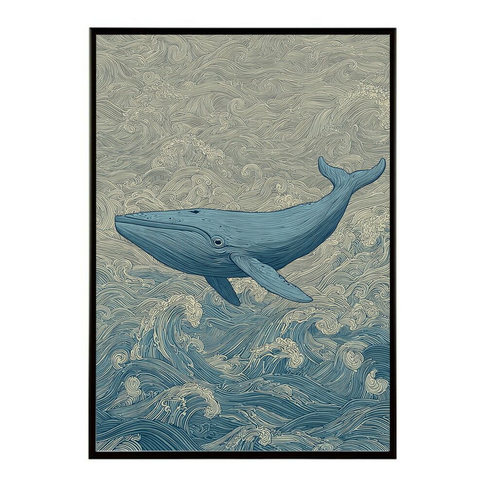 A3サイズ（約30×42cm）】【lm-poster-4451】【フレーム付き】クジラ