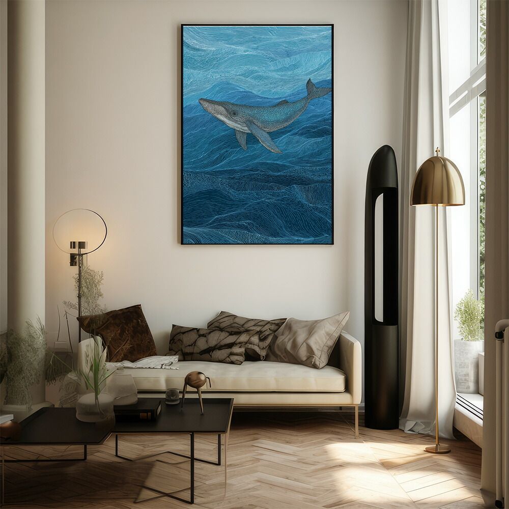 B2サイズ（約51x73cm）】【lm-poster-4455】【フレーム付き】クジラ