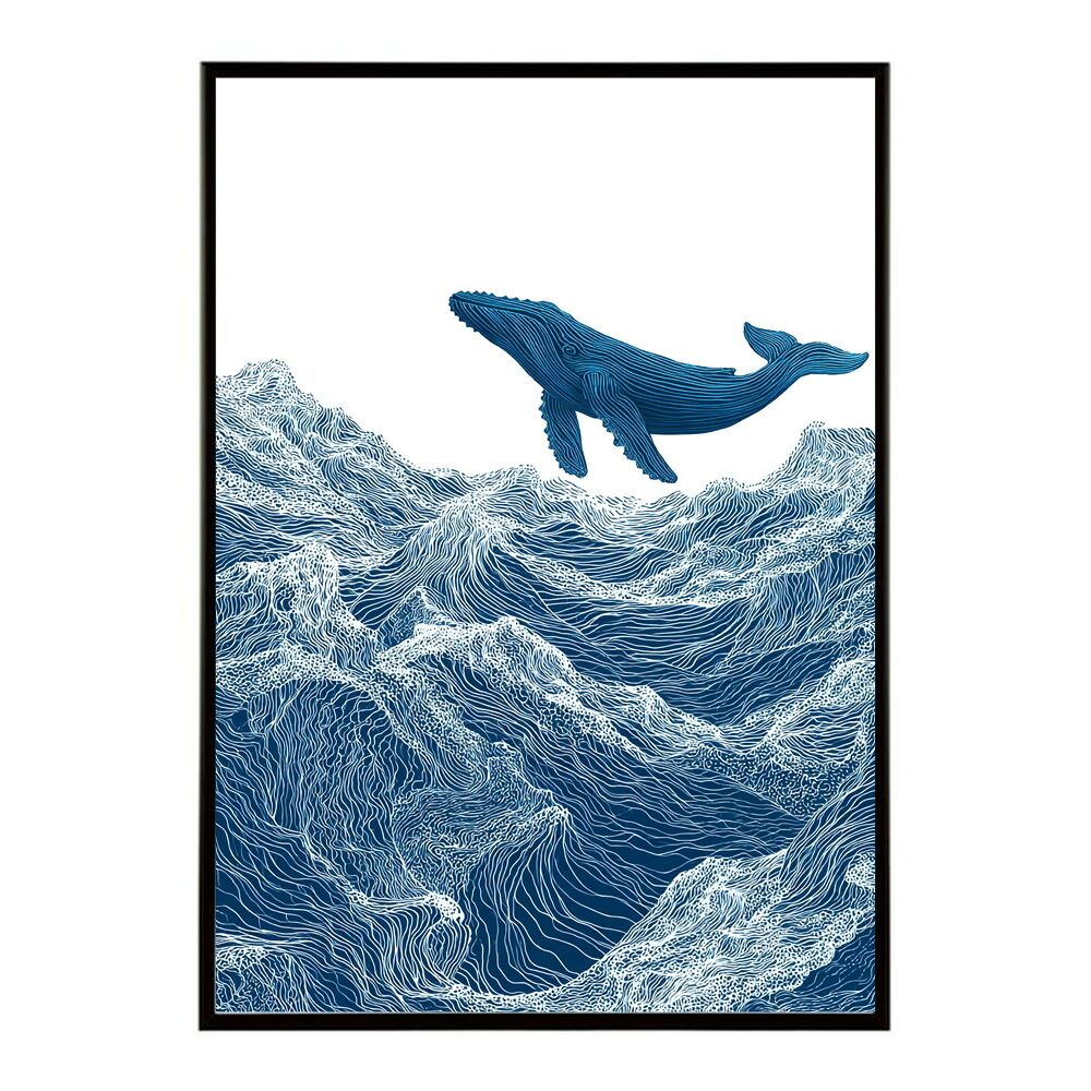 【A0サイズ（約84x119cm）】【lm-poster-4460】【フレーム付き】クジラ ホエール 海 魚 ブルー 青 ocean オーシャン アクア 水族館 イルカ 海洋 ポスター イラスト