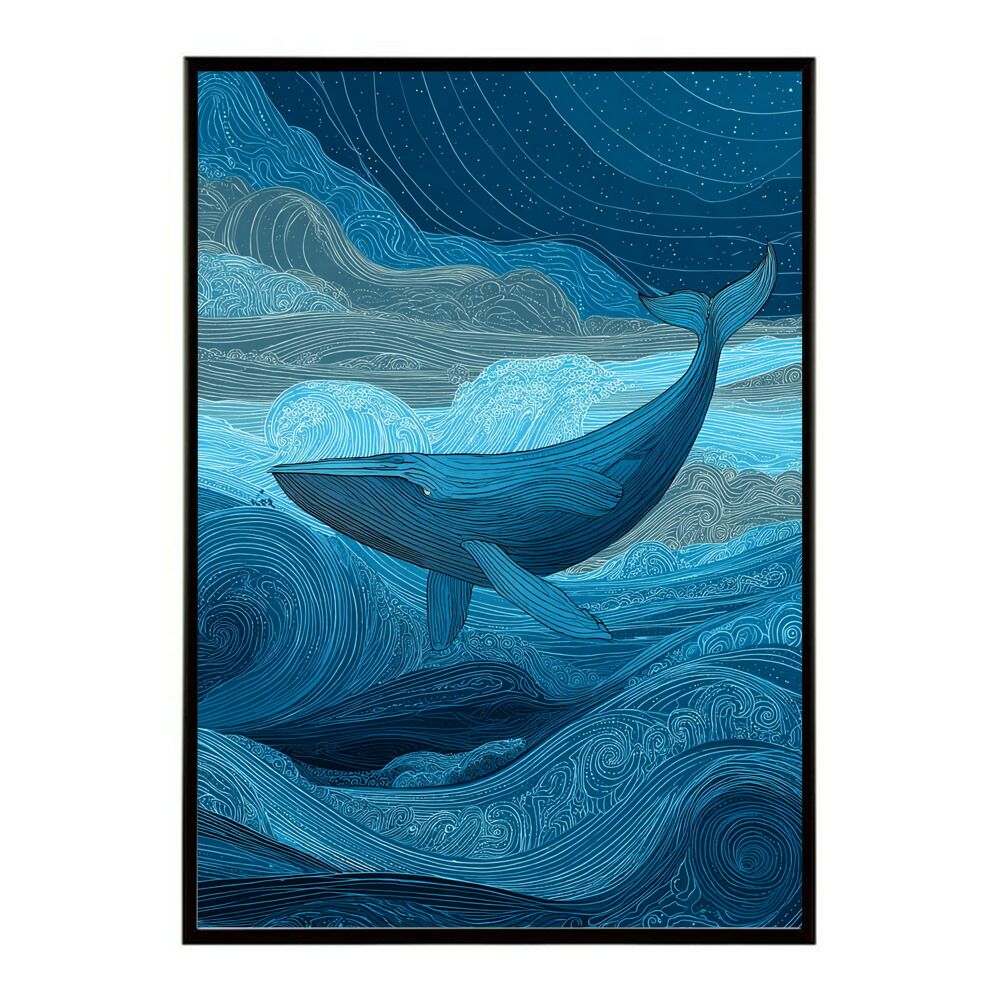 B2サイズ（約51x73cm）】【lm-poster-4463】【フレーム付き】クジラ