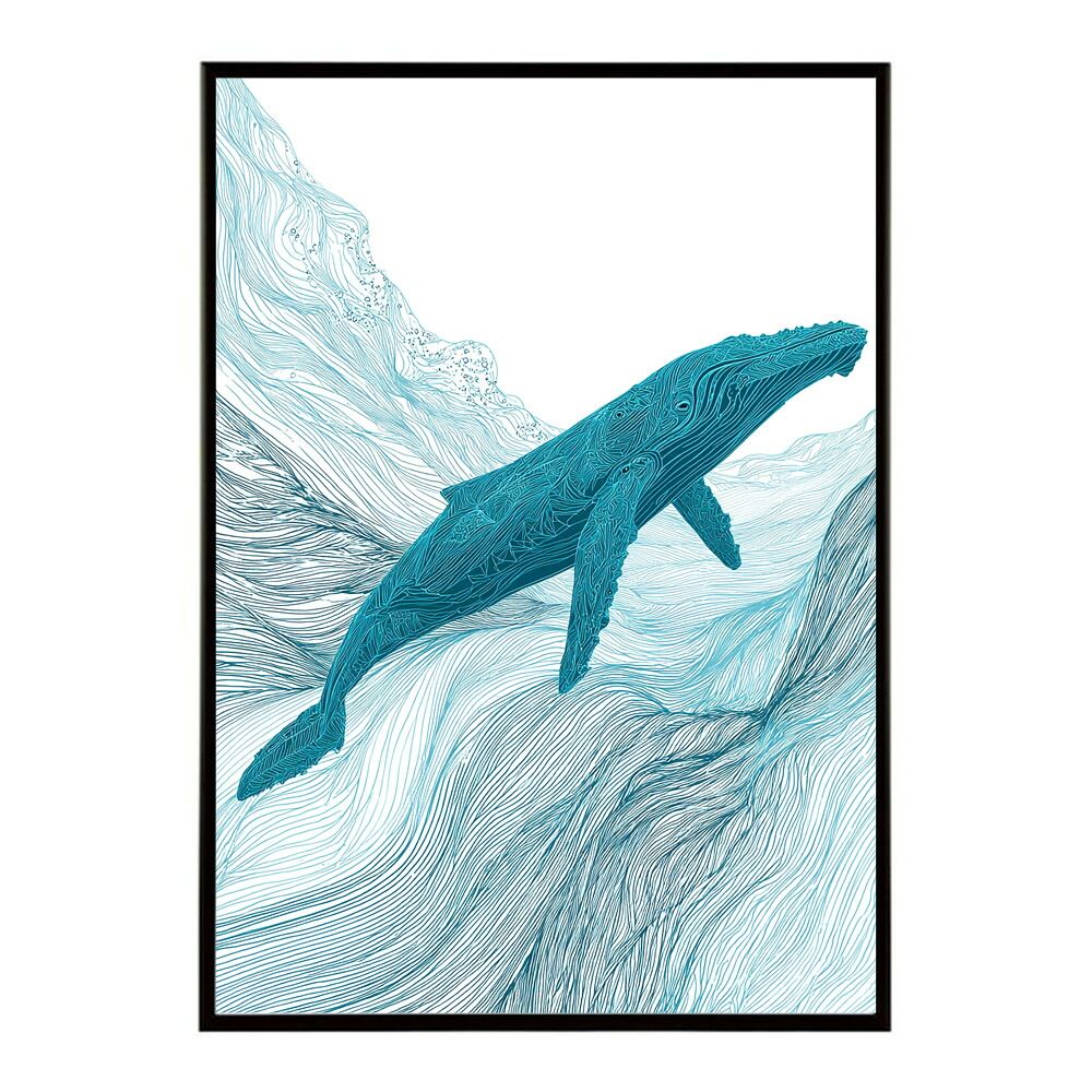 B2サイズ（約51x73cm）】【lm-poster-4465】【フレーム付き】クジラ