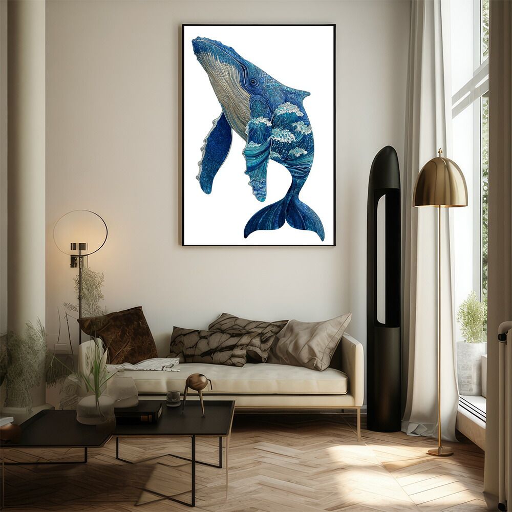 A2サイズ（約42x59cm）】【lm-poster-4467】【フレーム付き】クジラ