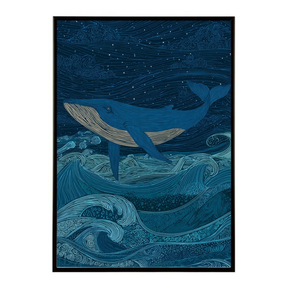 B2サイズ（約51x73cm）】【lm-poster-4488】【フレーム付き】クジラ