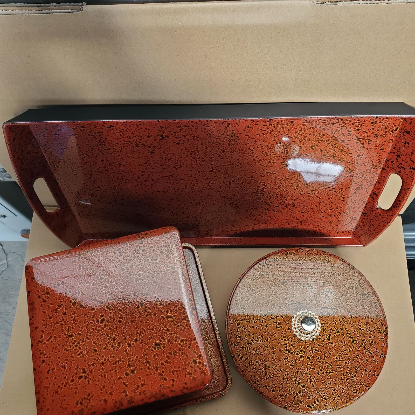 津軽塗オードブルお重 津軽塗 4点セット オードブル 重箱 3段 お重 トレイ お盆 台 正月