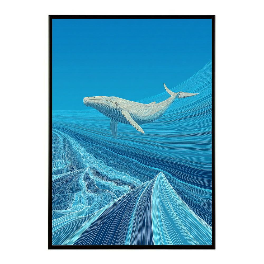 A1サイズ（約59x84cm）】【lm-poster-4473】【フレーム付き】クジラ