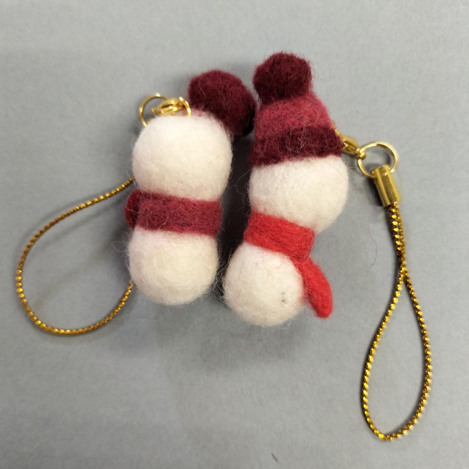 羊毛ストラップ◇ハンドメイド なかよし雪だるまーず☆ストラップ 羊毛