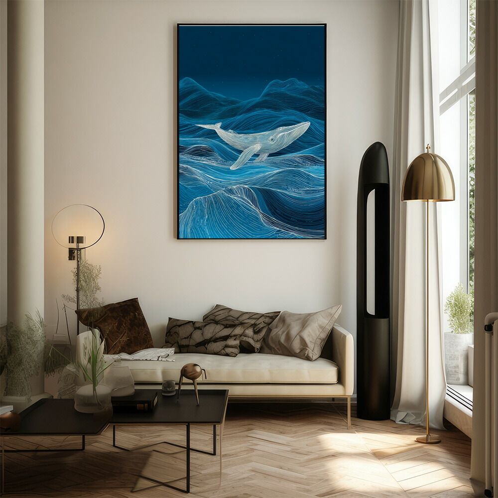 A2サイズ（約42x59cm）】【lm-poster-4474】【フレーム付き】クジラ