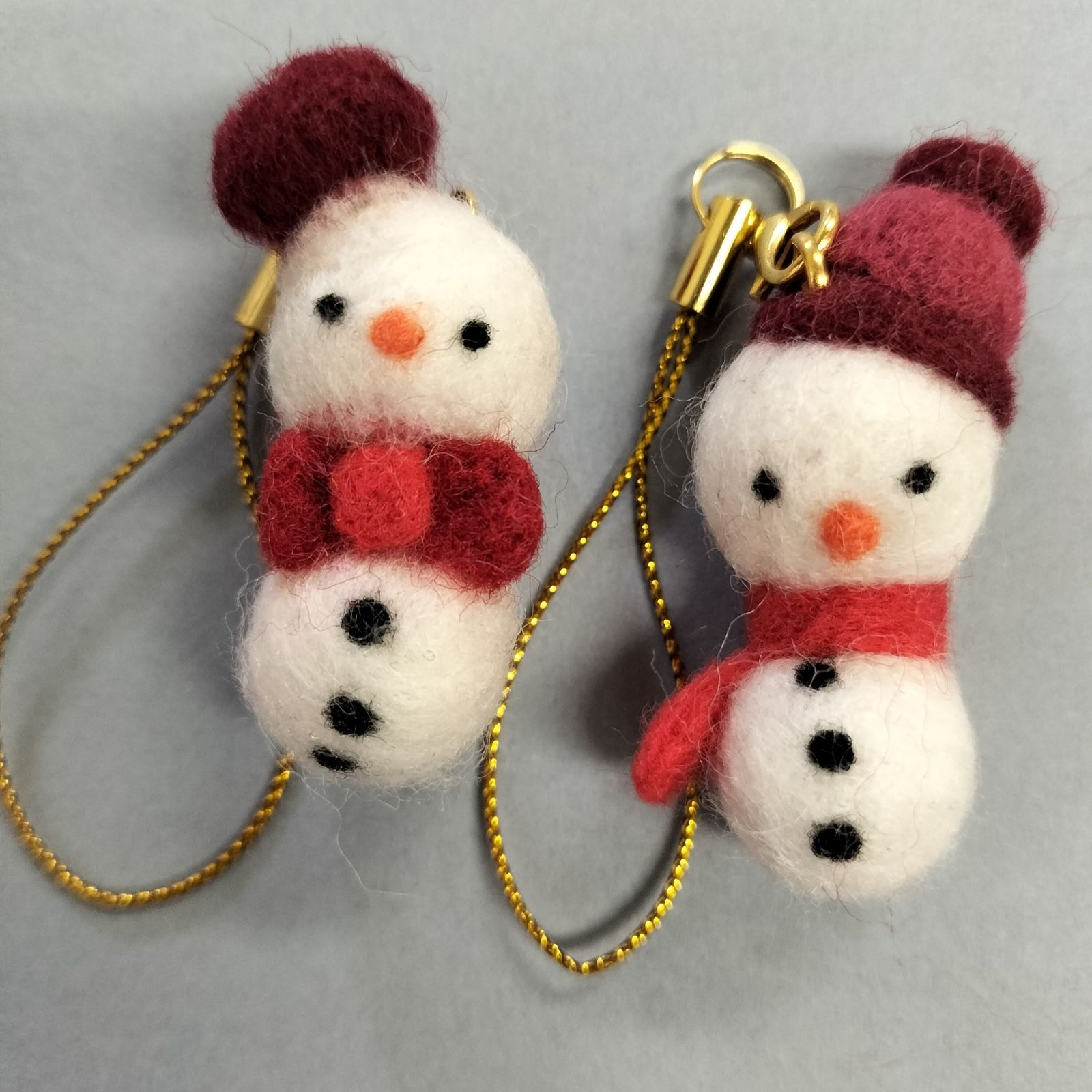 羊毛ストラップ◇ハンドメイド なかよし雪だるまーず☆ストラップ 羊毛