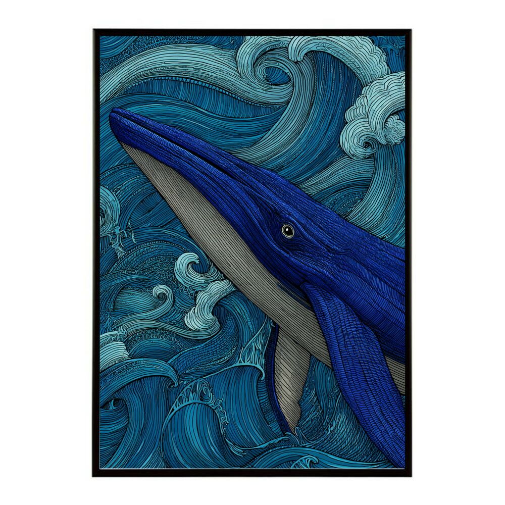 B2サイズ（約51x73cm）】【lm-poster-4528】【フレーム付き】クジラ