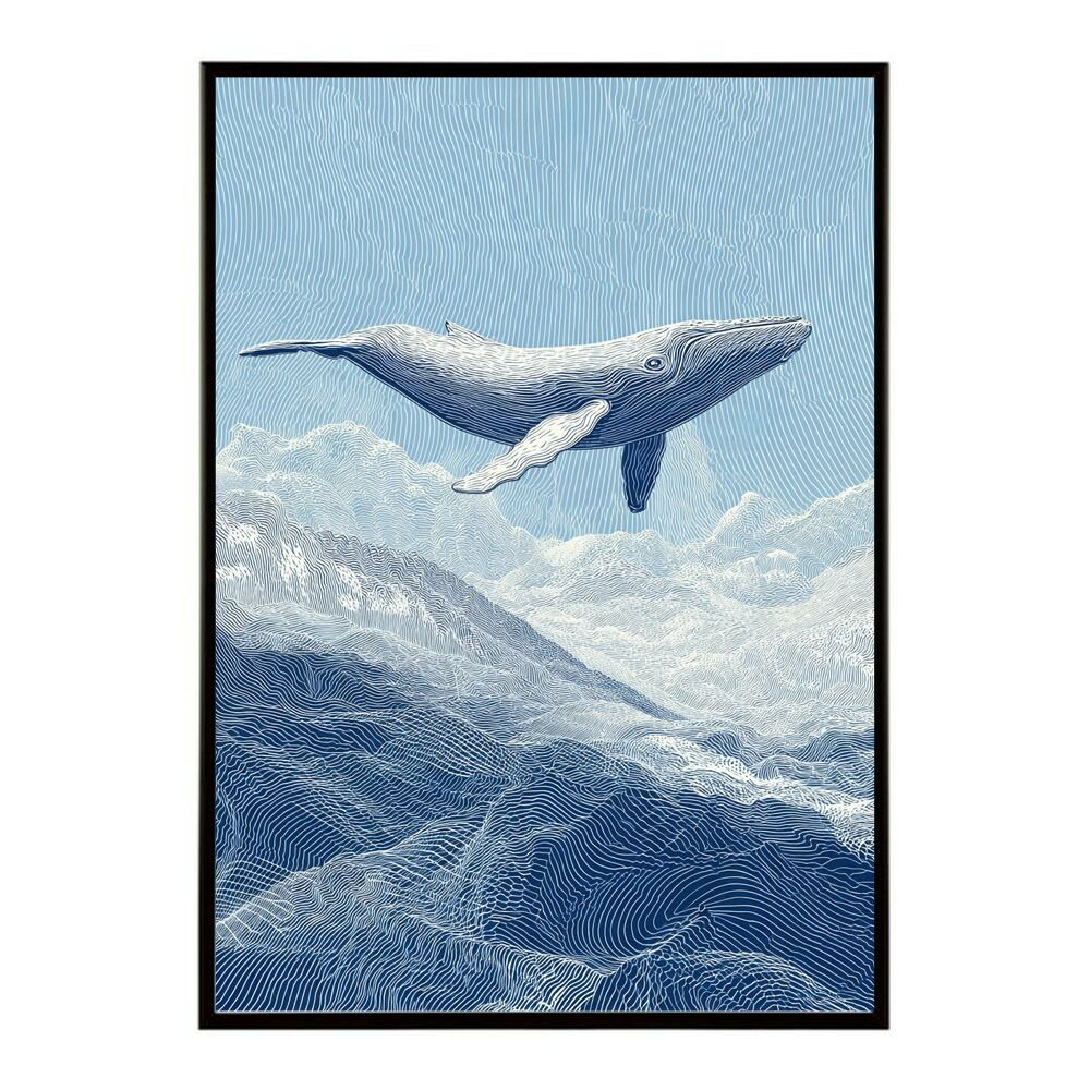 A1サイズ（約59x84cm）】【lm-poster-4476】【フレーム付き】クジラ