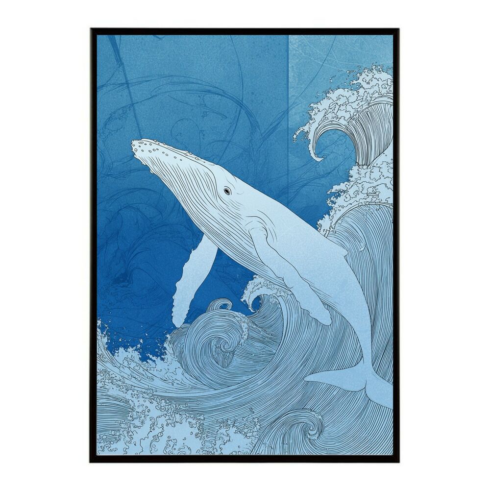 A2サイズ（約42x59cm）】【lm-poster-4478】【フレーム付き】クジラ
