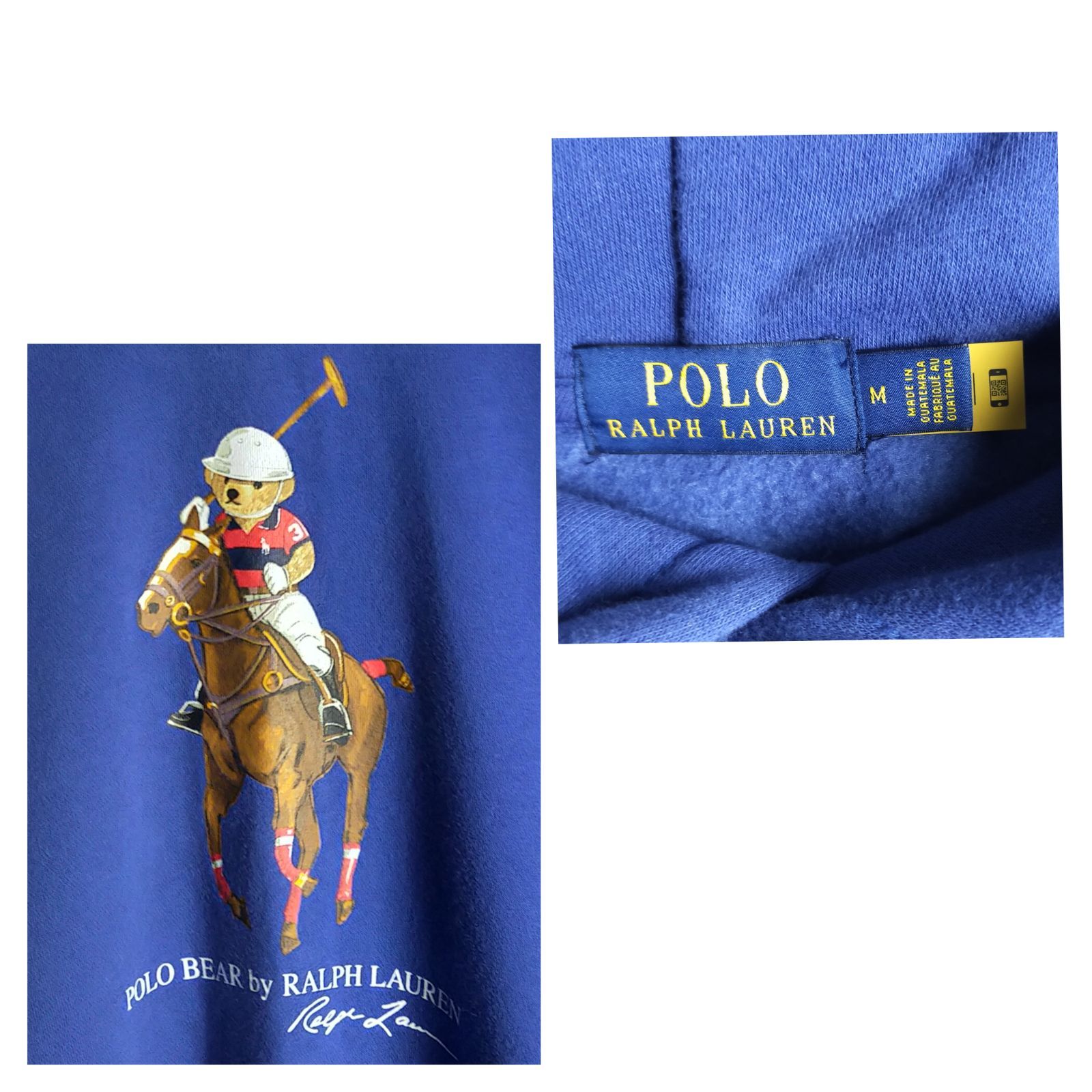 激レア】ポロラルフローレン ポロベア パーカー M 青 ビッグポニー 馬