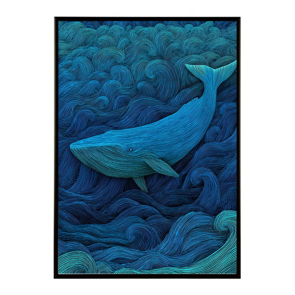 A1サイズ（約59x84cm）】【lm-poster-4479】【フレーム付き】クジラ