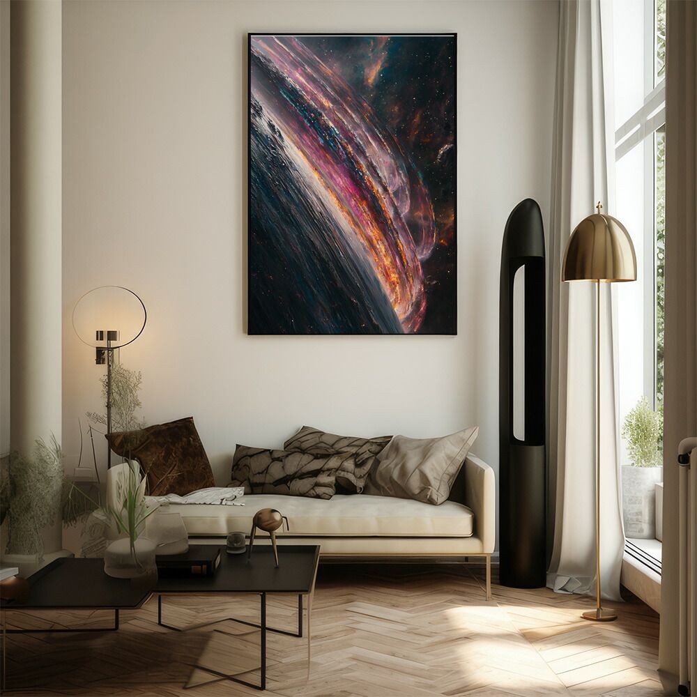 【B2サイズ（約51x73cm）】【lm-poster-448】【フレーム付き】宇宙 ポスター 銀河 惑星 星 星空 アートプリント 北欧風 壁掛け モダン リビング 玄関 寝室 子供部屋