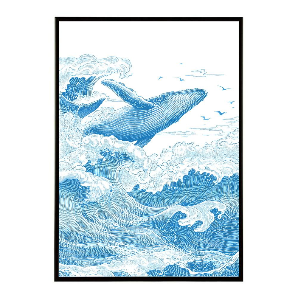 B2サイズ（約51x73cm）】【lm-poster-4487】【フレーム付き】クジラ