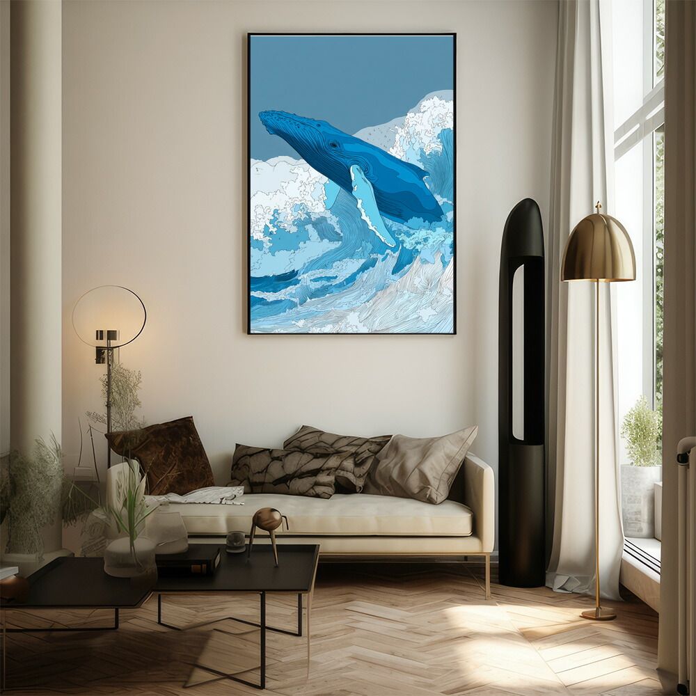 A2サイズ（約42x59cm）】【lh-poster-6117】イルカ 海 ブルー