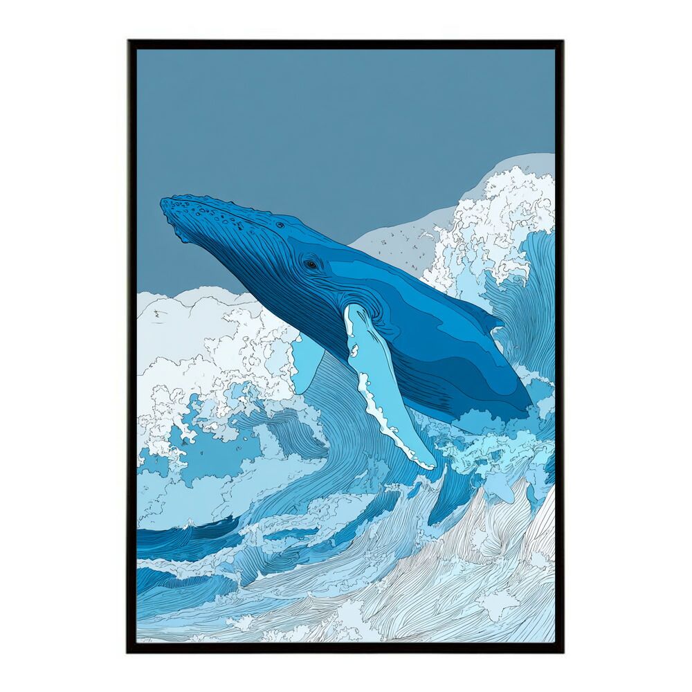 A2サイズ（約42x59cm）】【lm-poster-4489】【フレーム付き】クジラ