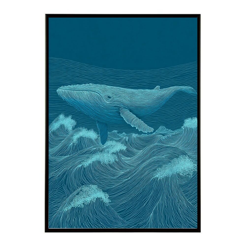 A0サイズ（約84x119cm）】【lm-poster-4490】【フレーム付き】クジラ