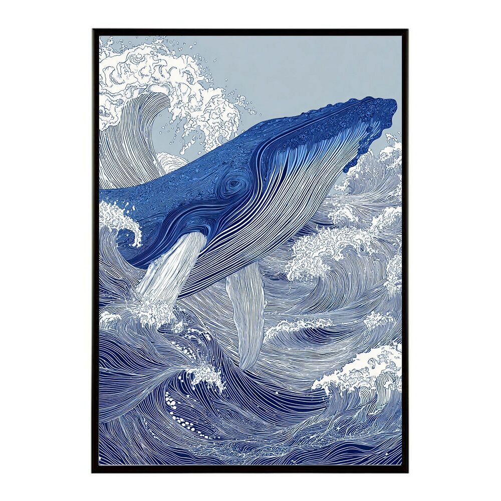 A1サイズ（約59x84cm）】【lm-poster-4492】【フレーム付き】クジラ