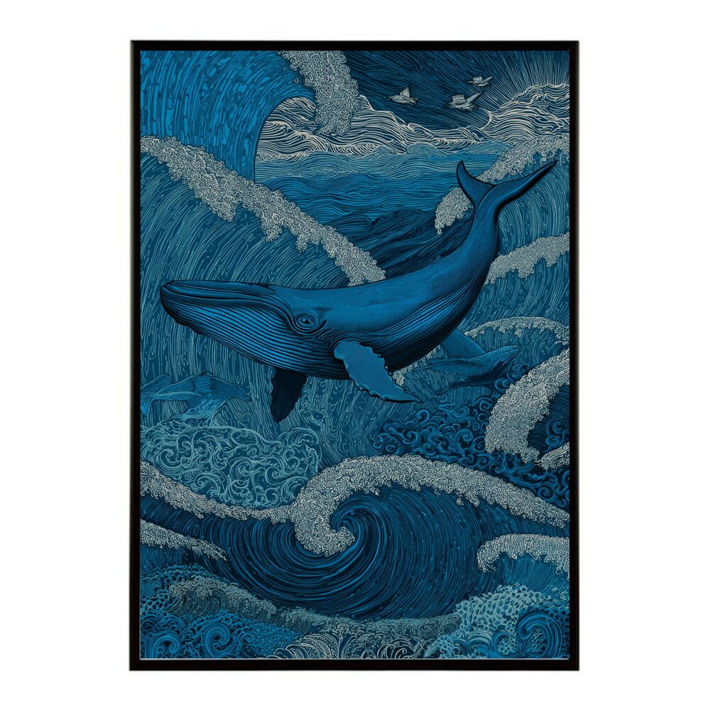A1サイズ（約59x84cm）】【lm-poster-4509】【フレーム付き】クジラ
