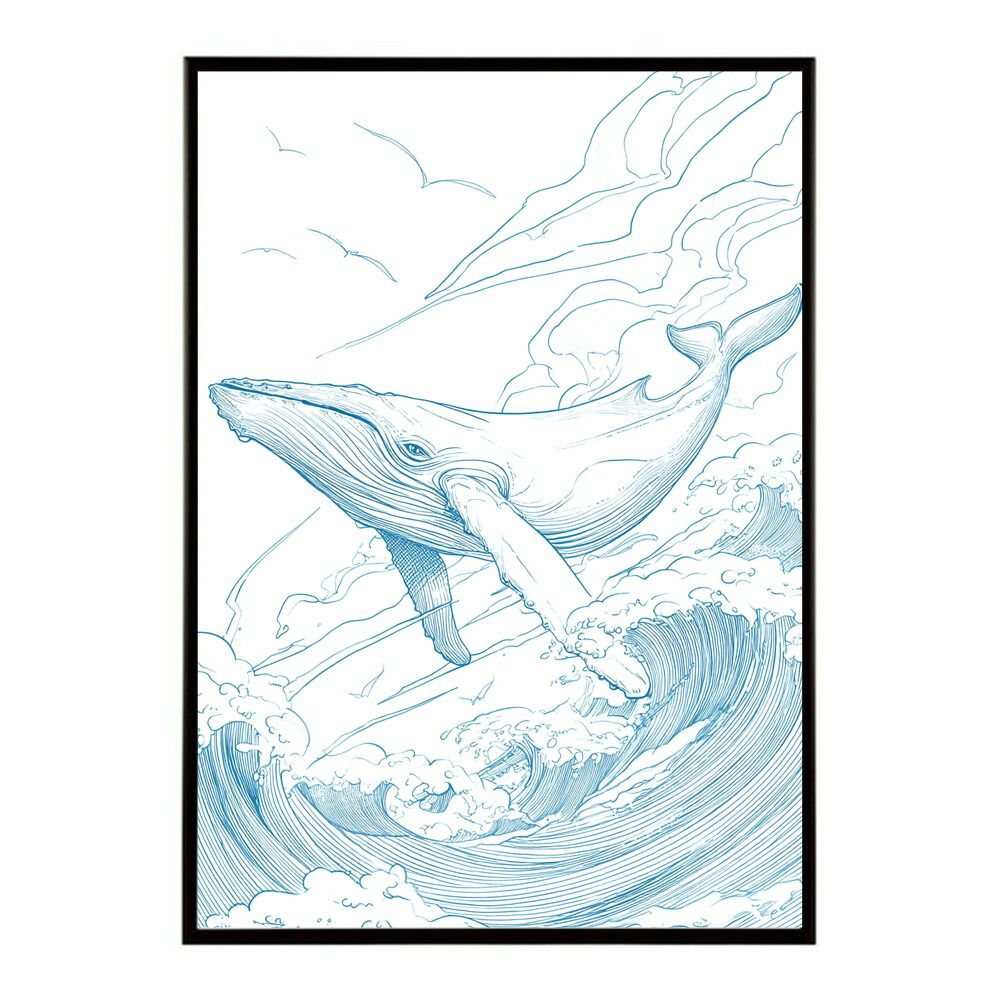 B2サイズ（約51x73cm）】【lm-poster-4503】【フレーム付き】クジラ
