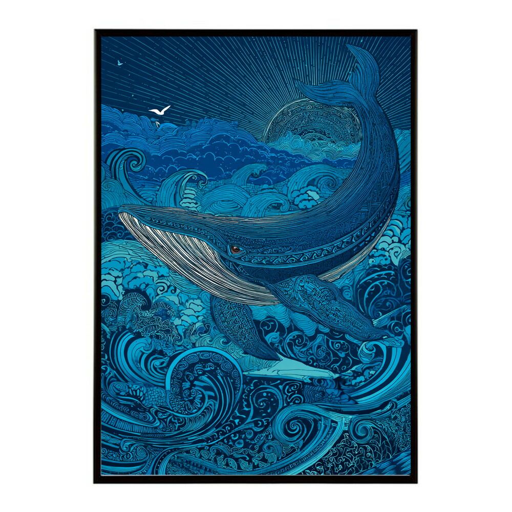 B3サイズ（約36x51cm）】【lm-poster-4505】【フレーム付き】クジラ
