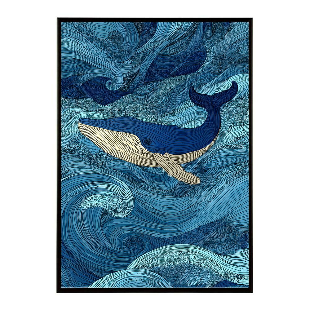 B2サイズ（約51x73cm）】【lm-poster-4466】【フレーム付き】クジラ