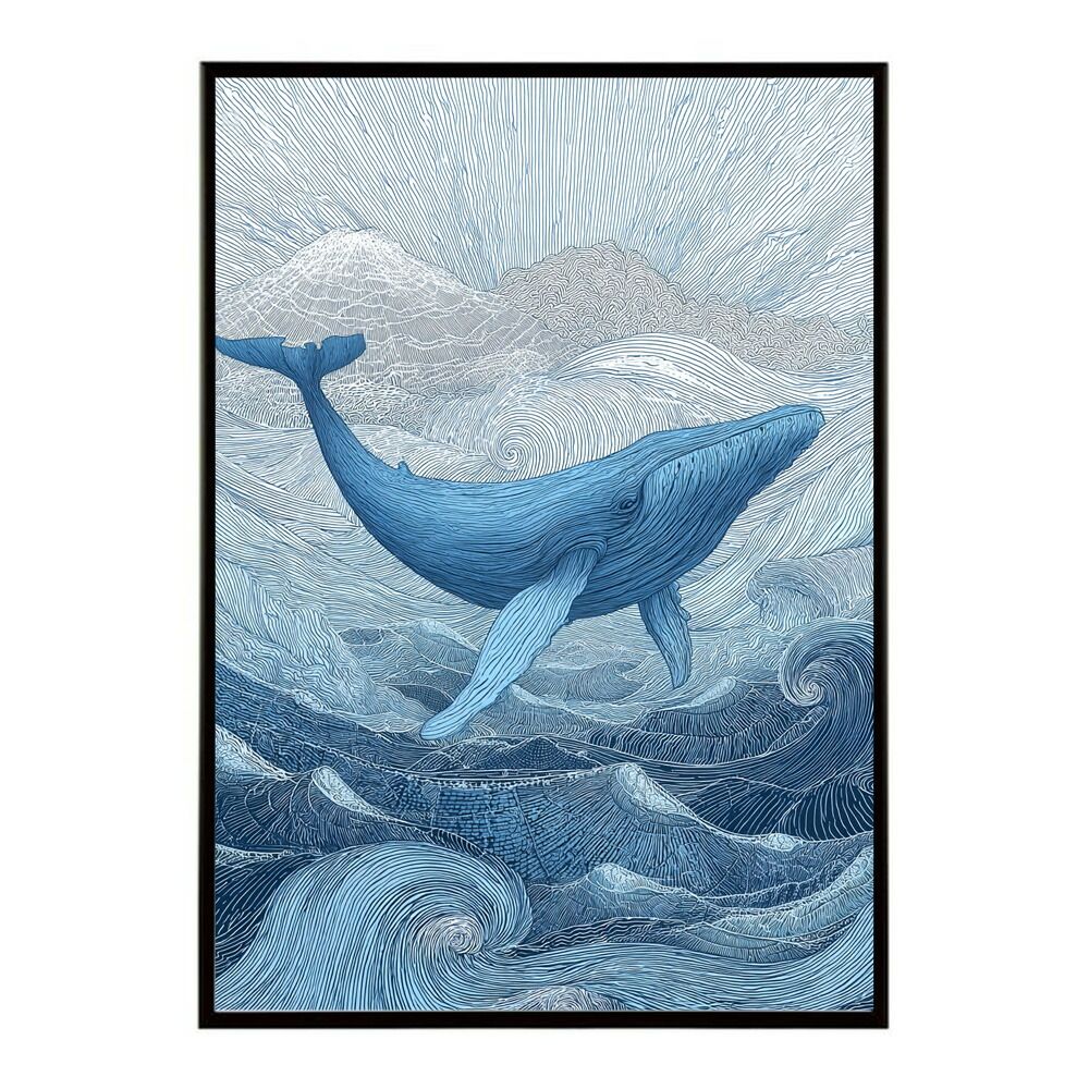 A1サイズ（約59x84cm）】【lm-poster-4509】【フレーム付き】クジラ