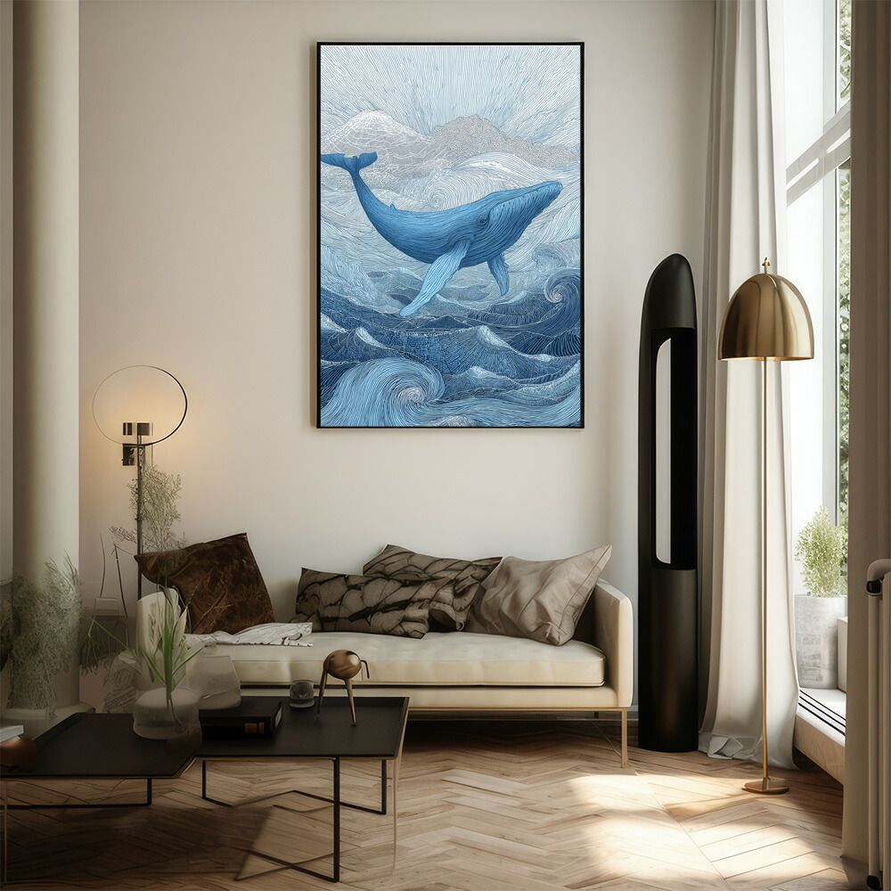 A1サイズ（約59x84cm）】【lm-poster-4509】【フレーム付き】クジラ