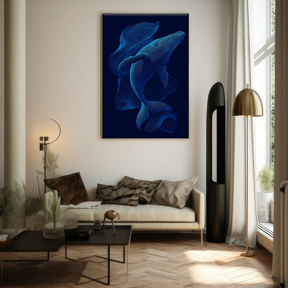 A2サイズ（約42x59cm）】【lm-poster-4511】【フレーム付き】クジラ