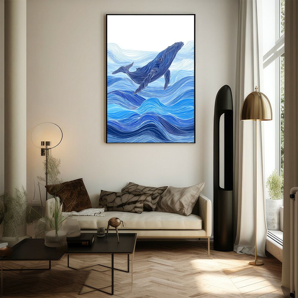 B1サイズ（約73x103cm）】【lm-poster-4512】【フレーム付き】クジラ